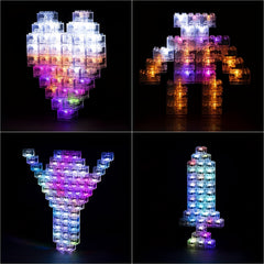 LED Light Up Building Bricks Set Multicolor Classic Transparent 2x2 1x4 Blocks