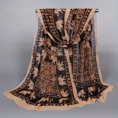 Boho Print Chiffon Scarf Vintage Long Shawl Breathable Head Wrap Hijab