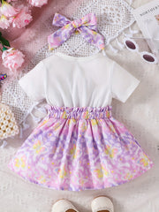 Girls Butterfly Print Pleated Dress for Summer