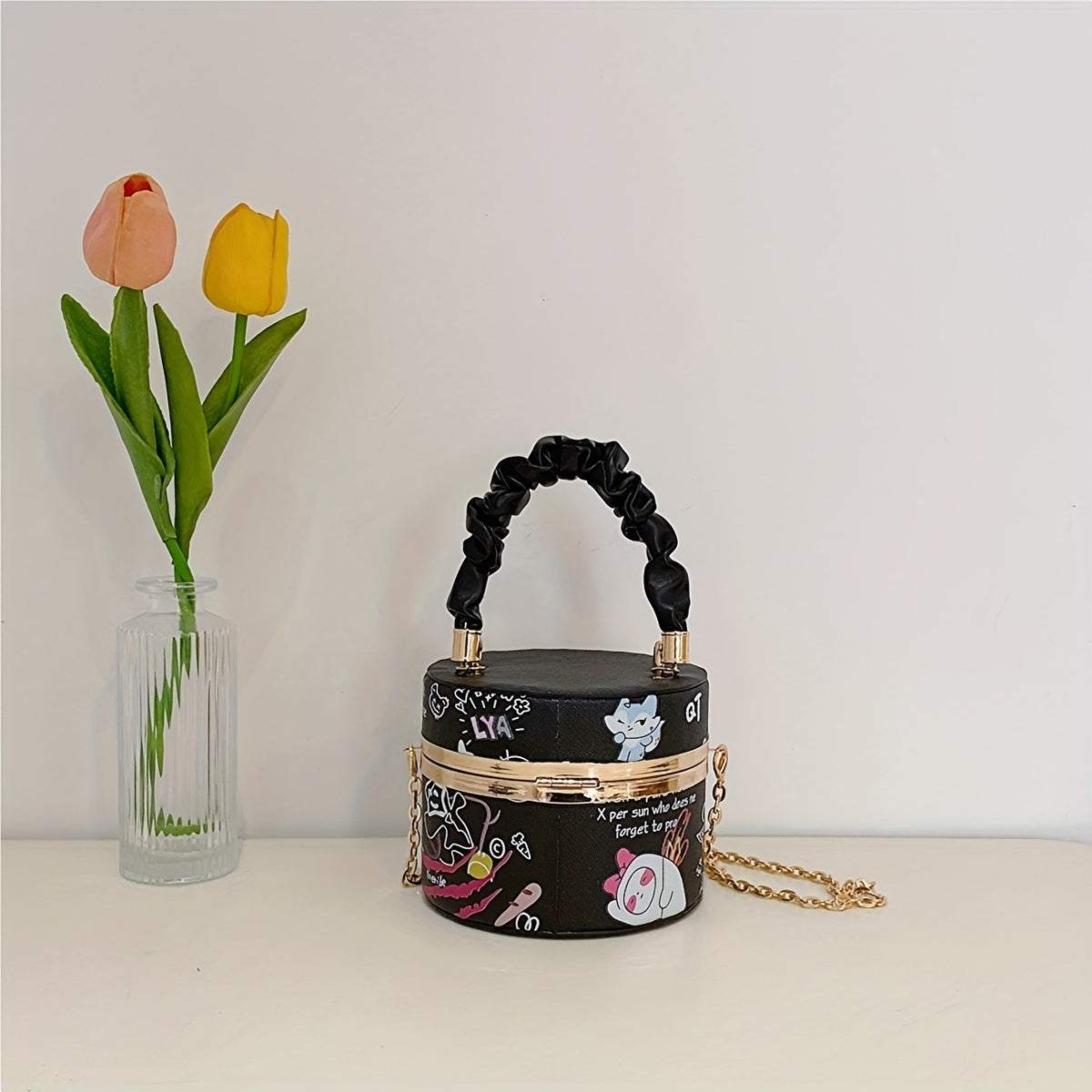 Mini Graffiti Handbag Cartoon Print Crossbody Bag Women's Stylish Purse