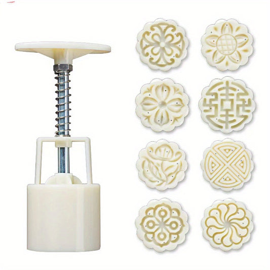 Moon Cake Mold 25-50g With 4-8 Stamp DIY Hand Press Cookie Stamps