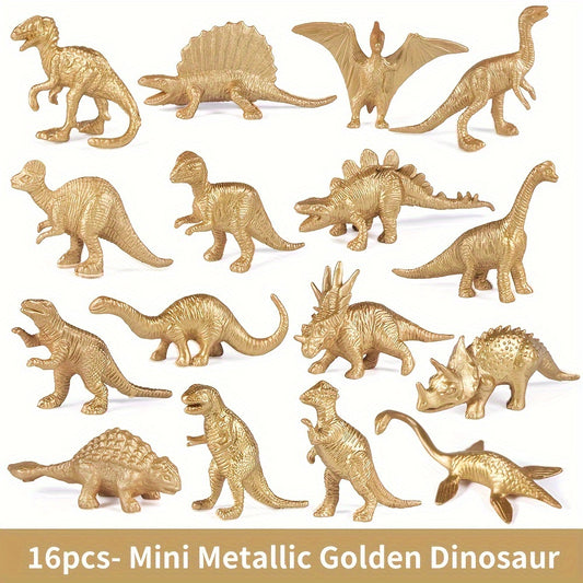 Mini Metallic Golden Dinosaur Figurine Toys Cake Topper
