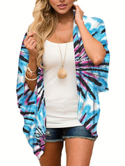 V Neck Print Cover Up Shirt Loose Fit Kimono