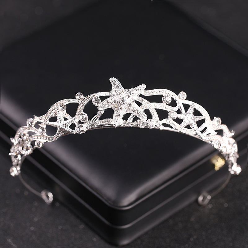 Bridal Princess Rhinestone Starfish Tiara Wedding Crown Headband