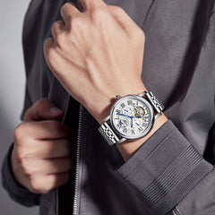 KUERST Retro Youth Men's Steel Strap Automatic Mechanical Watch Waterproof