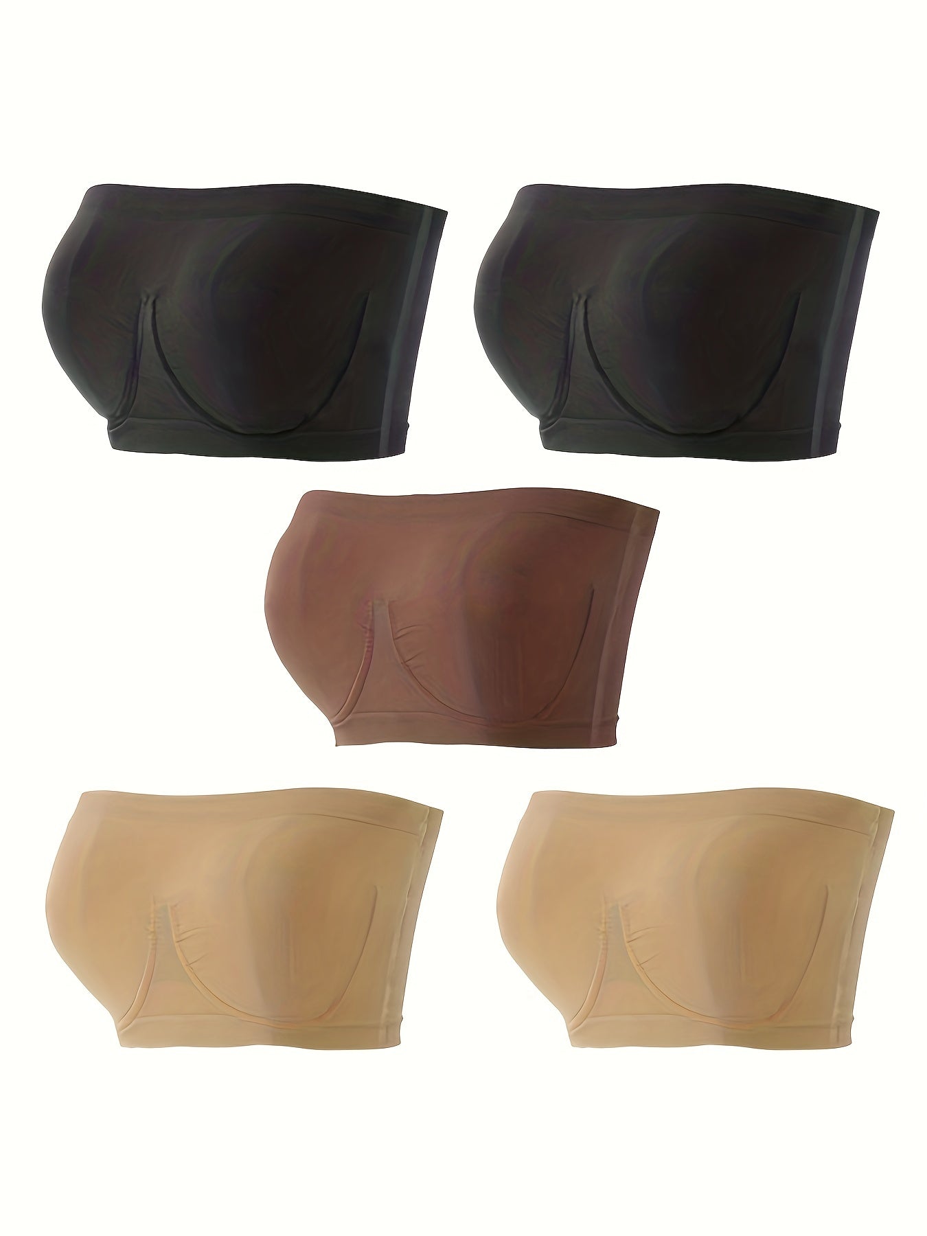 5 Pack Plus Size Seamless Comfort Wireless Tube Top Bra Set