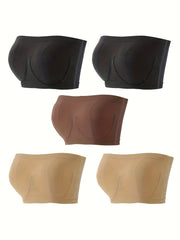 5 Pack Plus Size Seamless Comfort Wireless Tube Top Bra Set