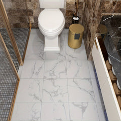 10pcs Peel And Stick Marble Floor Tile Waterproof Bathroom Flooring