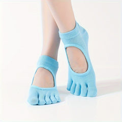 Women's Non Slip Five Toe Yoga Socks Breathable Dance Pilates Socks