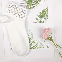 5 Pairs Argyle Rhinestone Crew Socks for Women