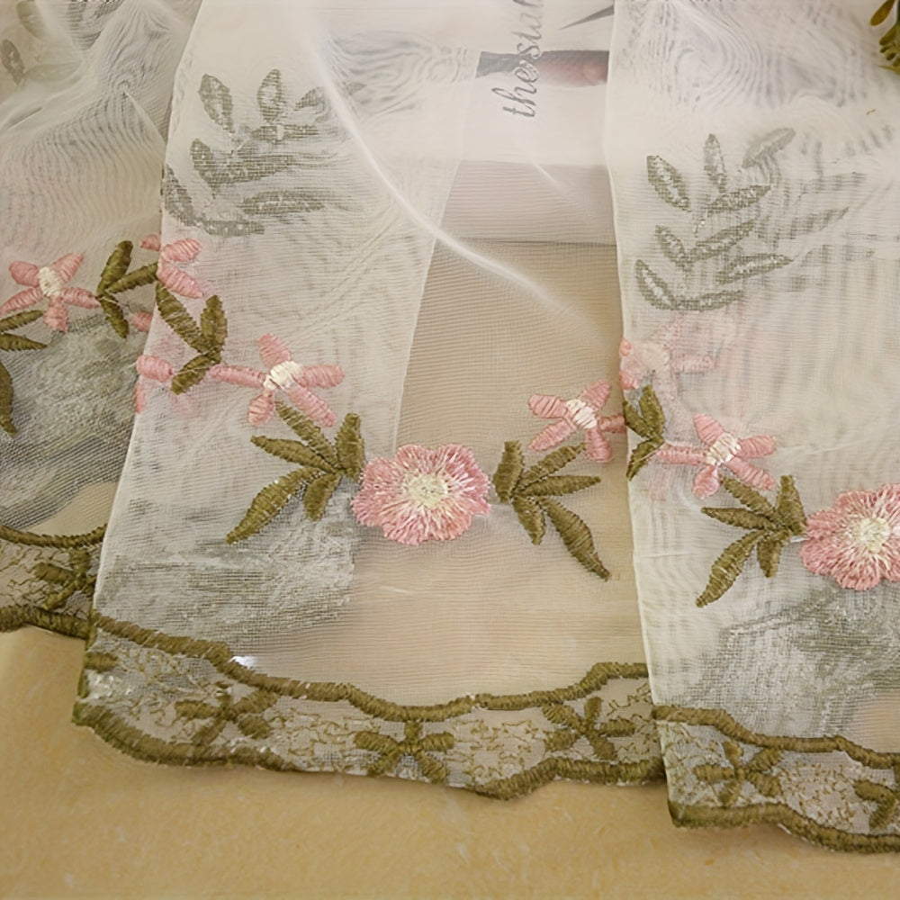 Romantic Pink Lace Sheer Curtains for Bedroom Office Kitchen Living Room