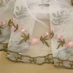 Romantic Pink Lace Sheer Curtains for Bedroom Office Kitchen Living Room