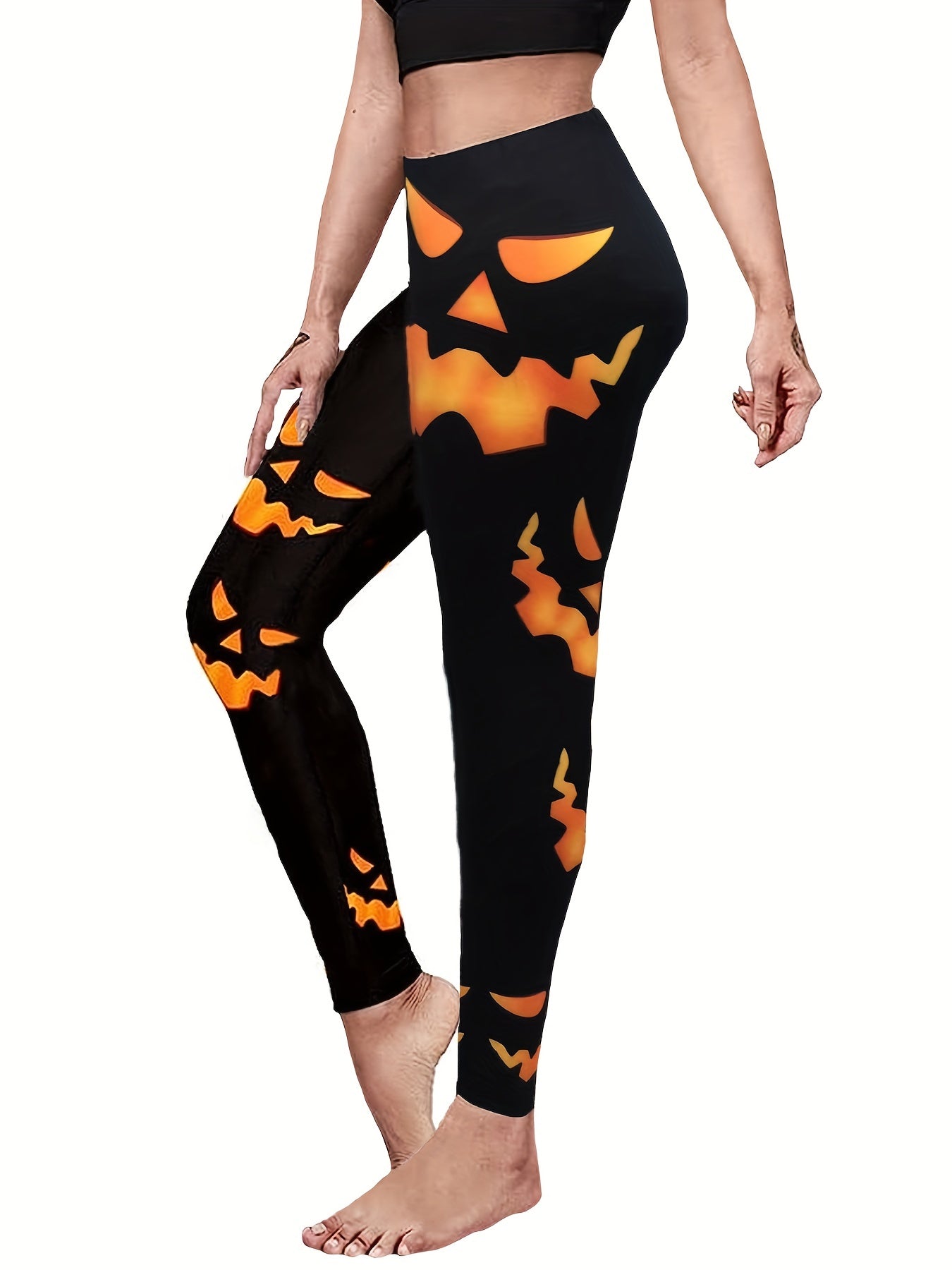 Halloween Pumpkin Print Butt Lifting Yoga Leggings