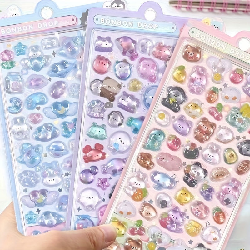 1pc Cartoon Embossed Fun 3D Stickers for Scrapbooking Journaling