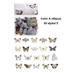40pcs Waterproof Butterfly Stickers for DIY Journals Scrapbook