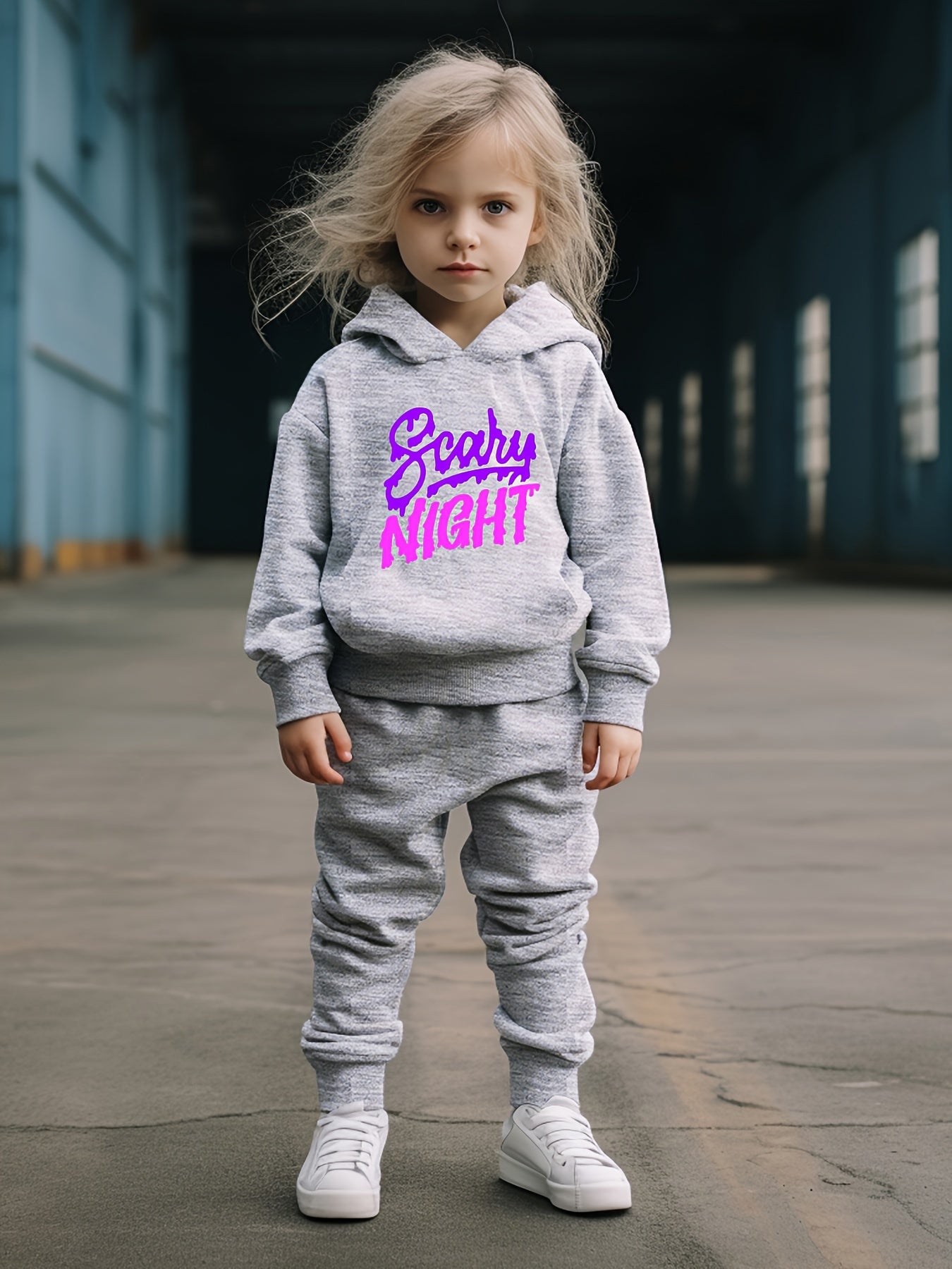 OERYUI 2pc Activewear Set SCARY NIGHT Print Hoodies Pants Set