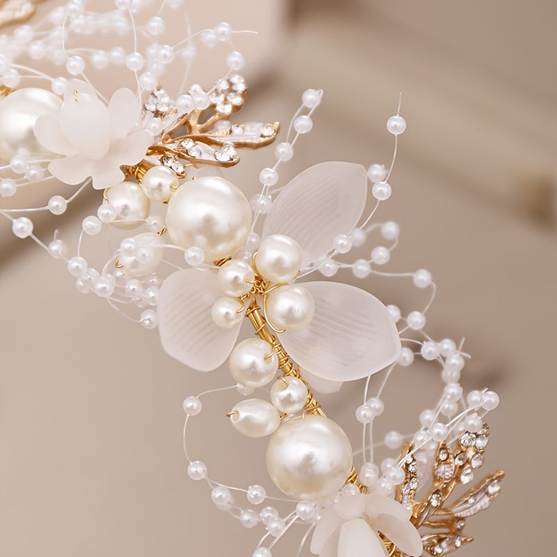Boho Floral Tiara Crown Headband Vintage Bridal Bridesmaid Hairpiece