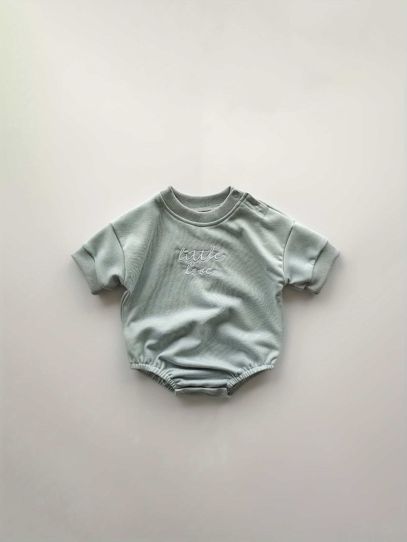 Baby Boys LITTLE LOVE Embroidery Onesie Short Sleeve Romper