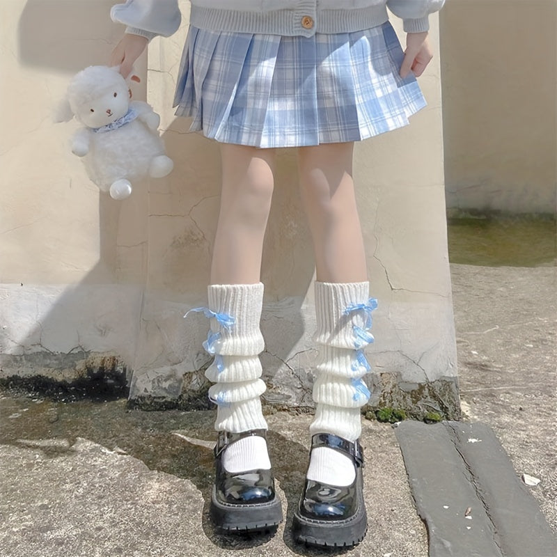 Strappy Rib Knit Leg Warmers Knee High Socks