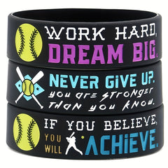 Motivational Softball Silicone Bracelet for Players - Never Give Up!