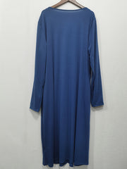 Colorblock Lace Trim Long Sleeve Round Neck Dress With Pockets