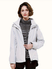 3-in-1 Winter Ski Jacket Women's Thermal Hooded Windproof Coat