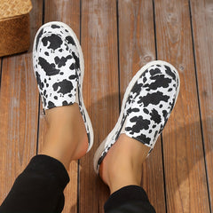 Men's Cow Print No Tie Slip On Loafers