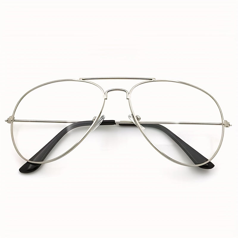Vintage Round Glasses for Men Boys Classic Metal Flat Mirror Frame