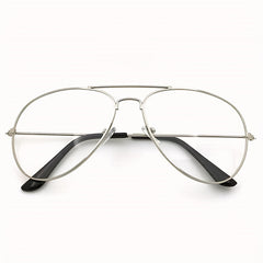 Vintage Round Glasses for Men Boys Classic Metal Flat Mirror Frame