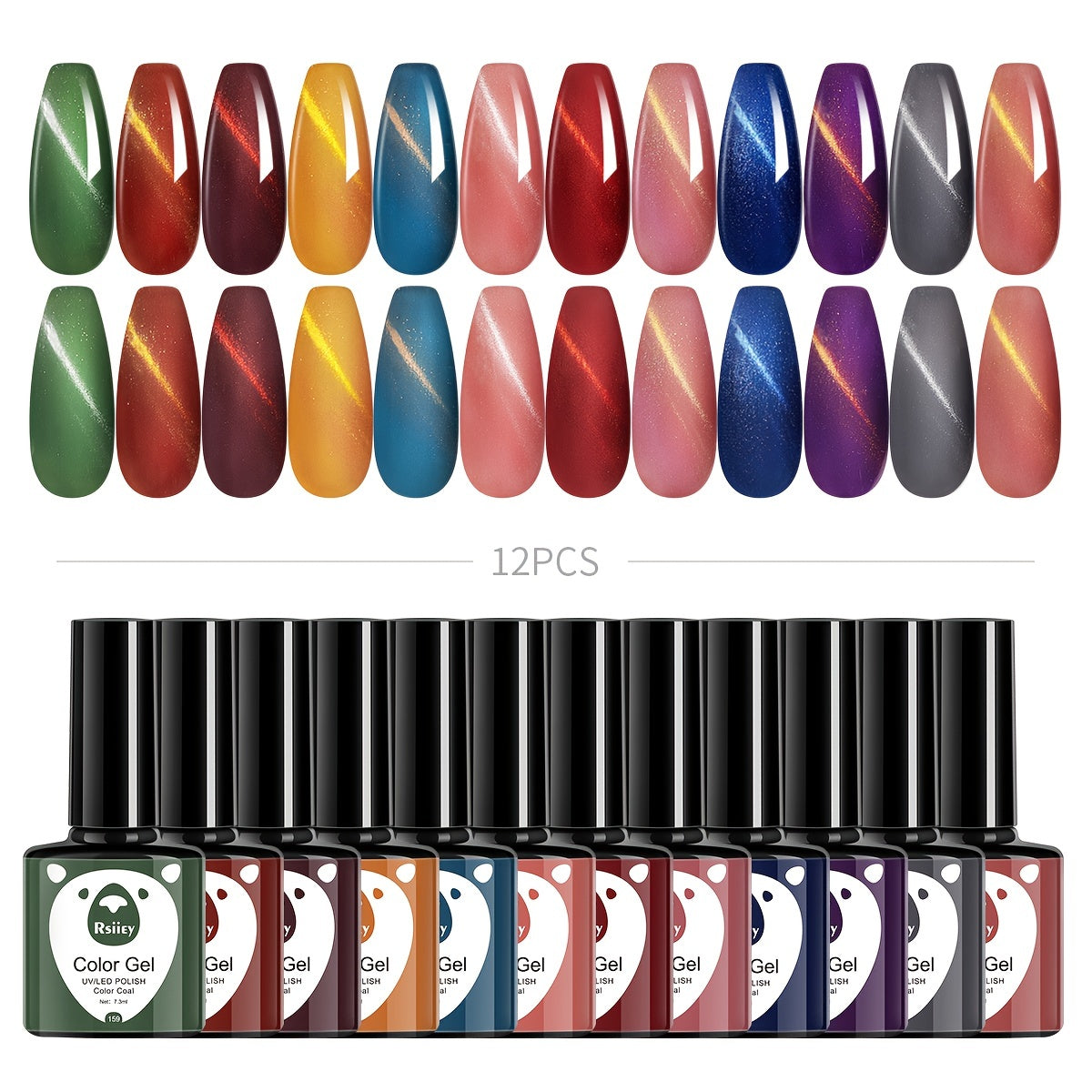 Gel Nail Polish Starter Kit 12 Colors - Cat Eye Gel Varnish Set