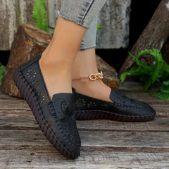Floral Embroidered Flat Shoes Slip On Loafers Lightweight Flats