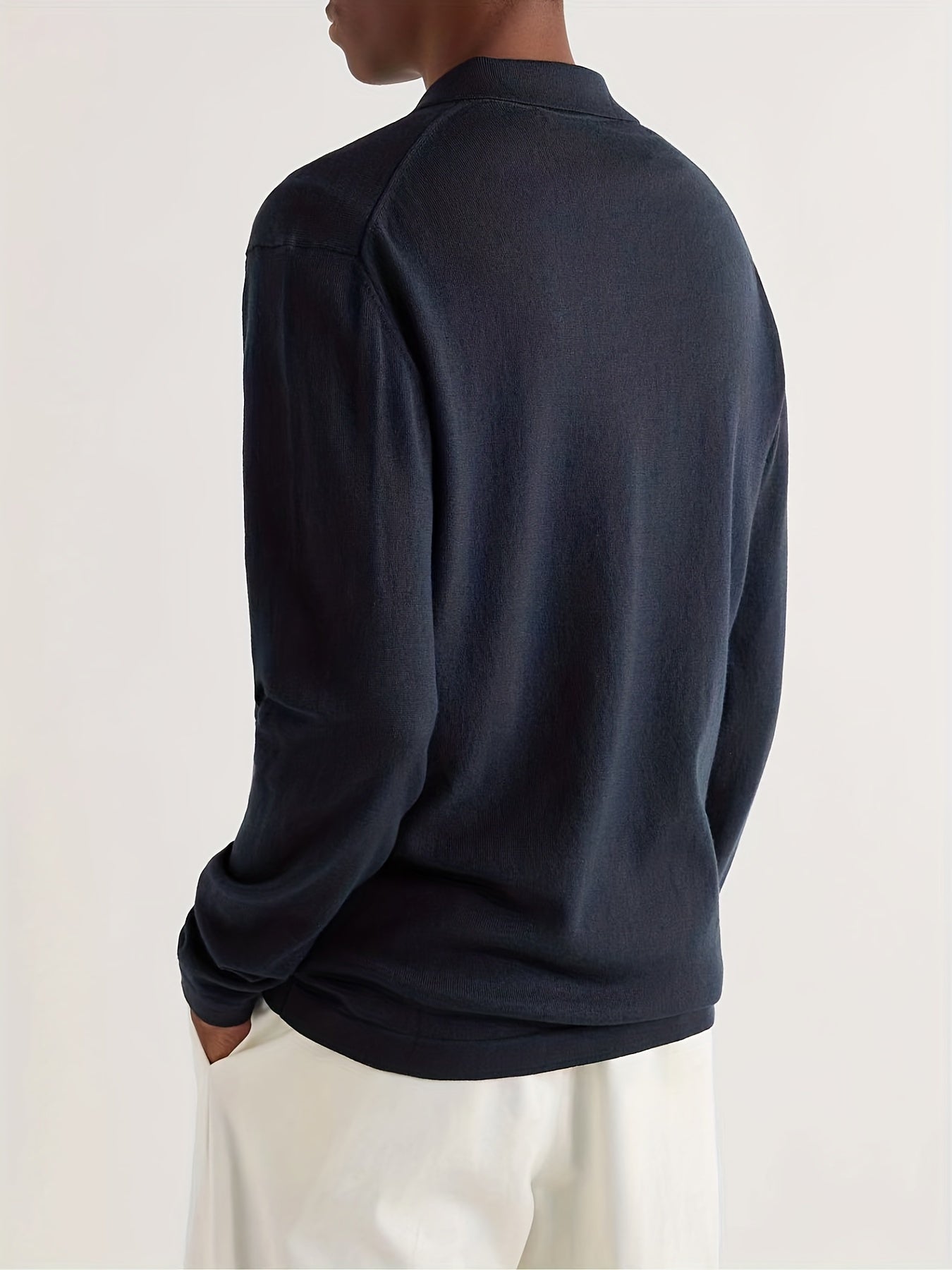 Men's Knit Polo Shirt with Smile Pattern