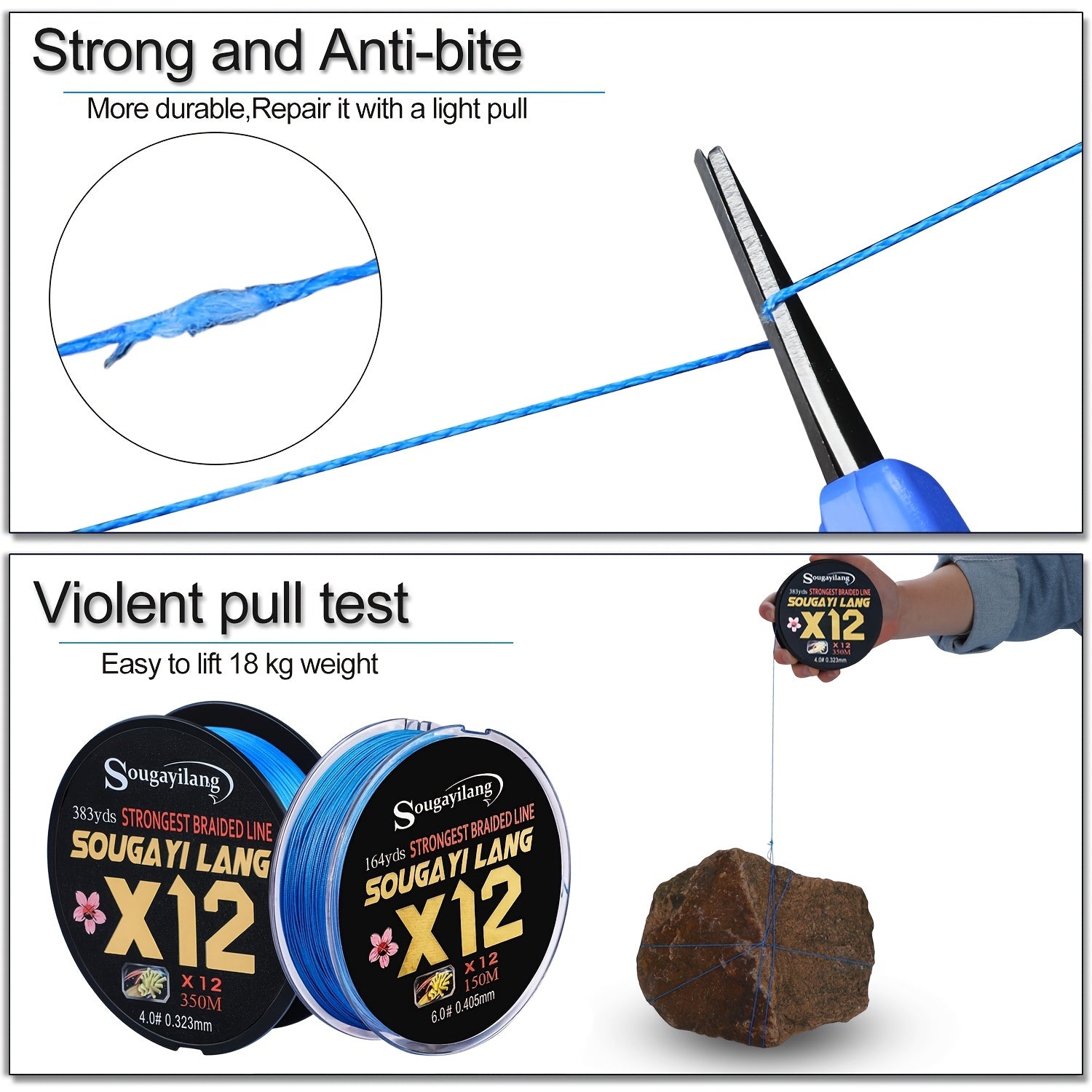 12 Strands Braided PE Fishing Line - Saltwater and Freshwater