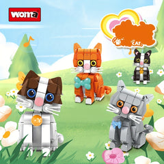 Mini Plush Cat Building Block Toys DIY Animal Models