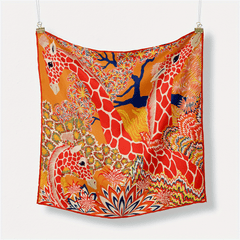 Cartoon Giraffe Print Bandana Boho Animal Pattern Square Scarf