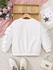Flamingo Embroidered Girls' Comfy Sweatshirt Pullover