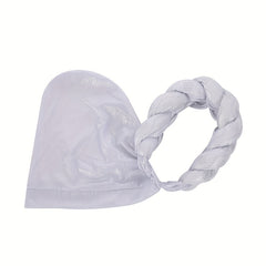 Silvery Turban Cap Twisted Braided Pre tied Big Head Wrap Elastic