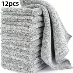 12pcs Absorbent Cleaning Cloth Bamboo Charcoal Fiber Dish Towels