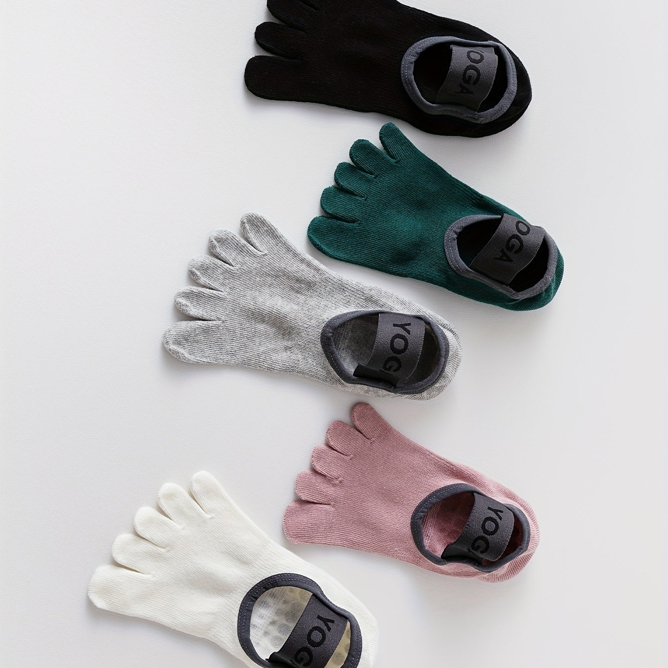 5 Pairs Mix Yoga Socks Anti-Skid Grips Five Toe Split Socks