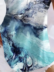 Graphic Print V Neck Top Summer Sleeveless Casual Top