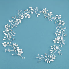 Silver Bridal Headpiece Faux Pearl Crystal Hair Accessories