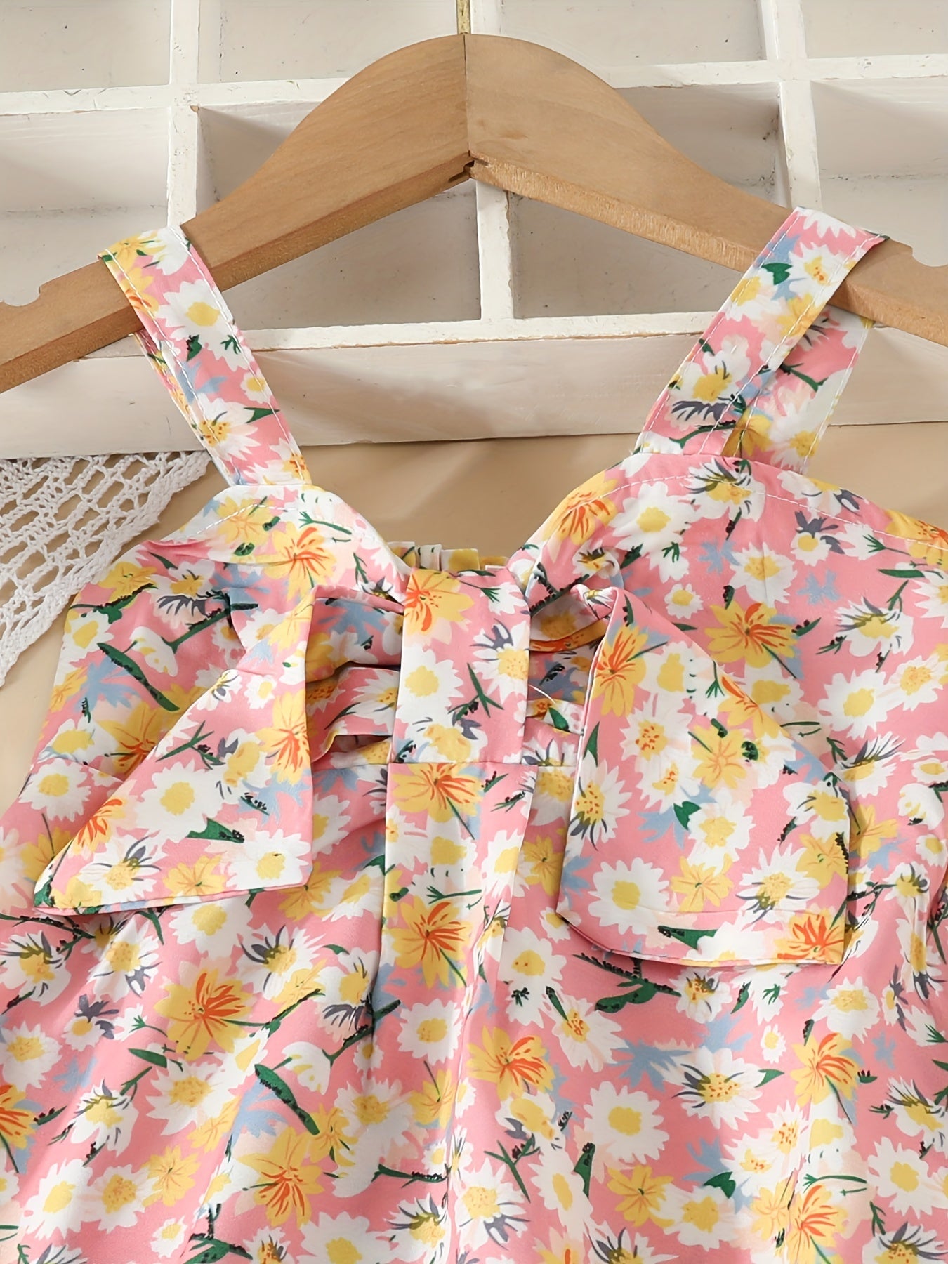 Toddler Girls Flowers Graphic Bow Cami Princess Dress