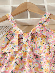 Toddler Girls Flowers Graphic Bow Cami Princess Dress