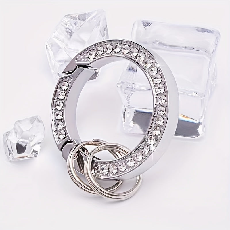 3pcs Keychain with Artificial Diamond Decor Metal Buckle for Outdoor Camping