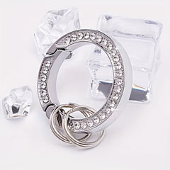 3pcs Keychain with Artificial Diamond Decor Metal Buckle for Outdoor Camping