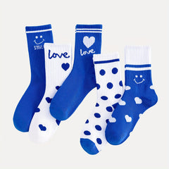 5 Pairs Soft Cotton Mid Tube Socks Pack Women's Stockings