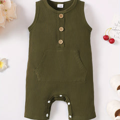 Baby Casual Plain Sleeveless Romper Jumpsuit