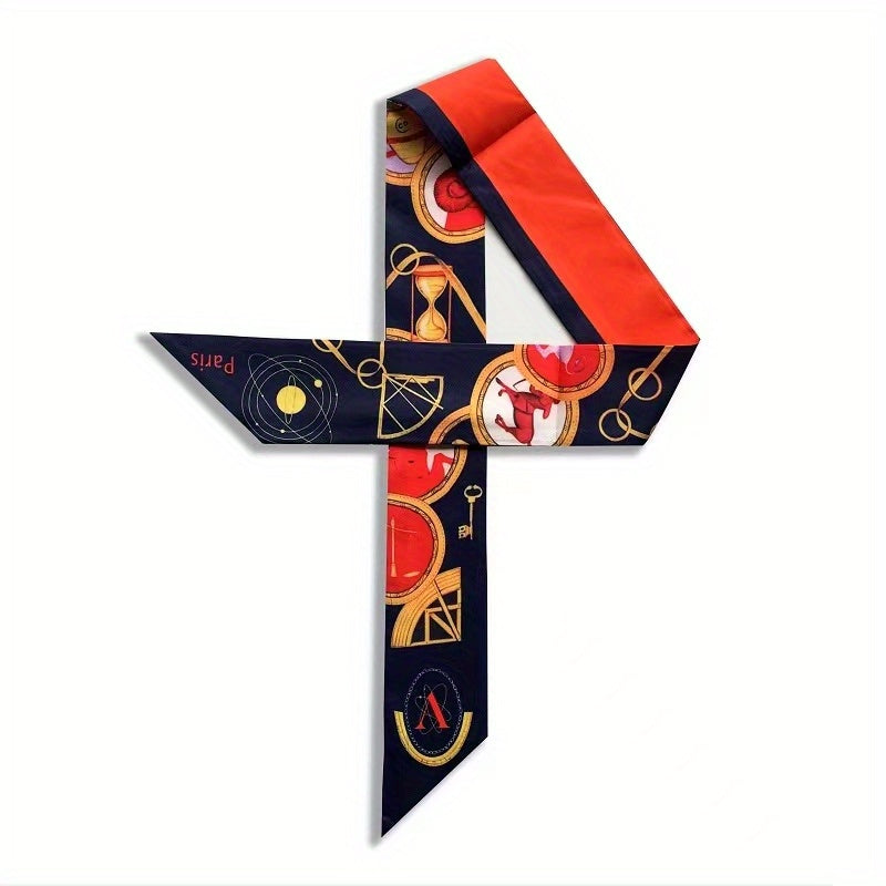 26 Letter Flower Print Neckerchief Casual Hair Ribbon Handbag Handle