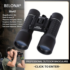BELONA 30x42 Rubber Metal Body Portable Telescope Binoculars HD Lll Night Vision