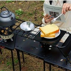 Folding Retractable Steel Plate Mesh Table Stove Rack for Outdoor Camping